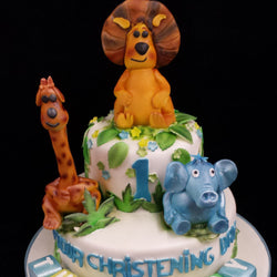 Two Tier Animal Christening Cake
