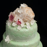 2 Tier Flower & Buttefly Wedding Cake