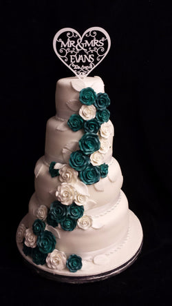 4 Tier Cascading Roses// Wedding Cake