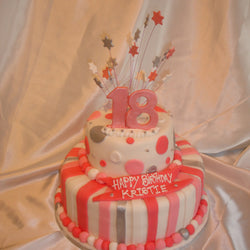 2 Tier Stripe Birthday Cake