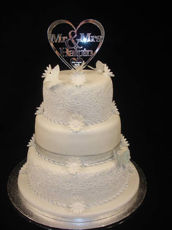 3 Tier  Lace cake with Plaque  Wedding Cake
