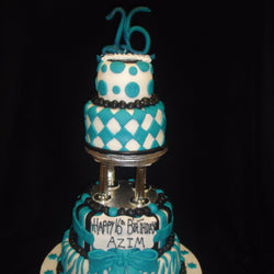 4 Tier Turquoise Birthday Cake