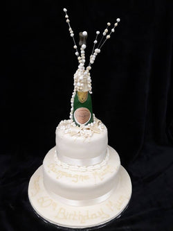 2 Tier Champagne   Birthday Cake