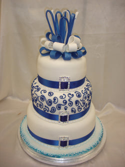 3 Tier  Royal Blue Wedding Cake
