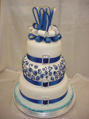 3 Tier  Royal Blue Wedding Cake