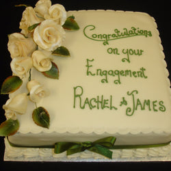 Ivory Roses Engagement Cake