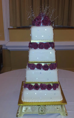 4 Tier Roses Wedding Cake//