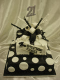 2 Tier Black & White Bow Birthday Cake