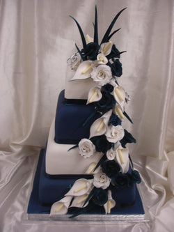 4 Tier Cascading Roses & Calla Lillies Wedding Cake