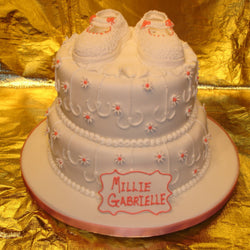Two Tier Small Booties Christening Cake