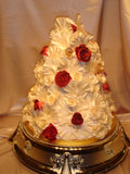 3 Tier  Roses & Fan  Wedding Cake