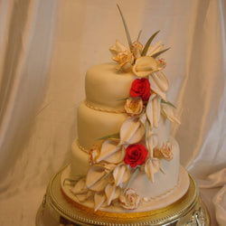 3 Tier Roses & Calla Lillies Wedding Cake